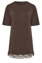LIMITED COLLECTION Curve Brown Lace Trim Mini Dress