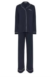 LTS Tall Navy Blue Piped Button Pyjama Set | Long Tall Sally 5