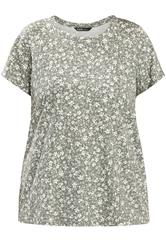 YOURS Plus Size Sage Green Ditsy Floral Basic T-Shirt | Yours Clothing 5