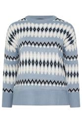 YOURS Curve Blue Fairisle Knitted Jumper