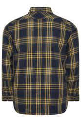 BEN SHERMAN Big & Tall Navy Blue & Yellow Check Shirt | BadRhino 5