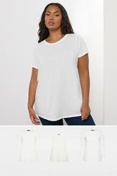 YOURS Plus Size 3 PACK White Core T-Shirt Essentials Set | Yours Clothing 1