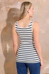 LTS Tall Womens Maternity Ivory White Stripe Popper Fastening Nursing Vest | Long Tall Sally 3