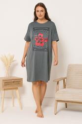 YOURS Plus Size Grey 'I Love You From My Head Tomatoes' Nightdress | Yours Clothing 1