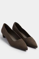 LTS Chocolate Brown Pointed Block Court Heel