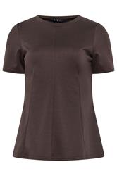LTS Tall Chocolate Brown Seam Front Peplum Top
