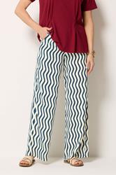 LTS Tall Navy Blue Wavy Print Wide Leg Trousers | Long Tall Sally 2