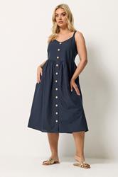 YOURS Plus Size Navy Blue Linen Sundress | Yours Clothing 1