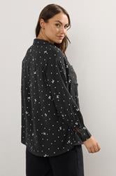 YOURS Plus Size Black Bow Print Crinkle Blouse | Yours Clothing 2