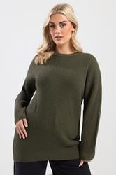 YOURS Plus Size Khaki Green Essential Knitted Jumper | Yours Clothing 3