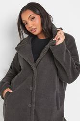 YOURS Plus Size Grey Faux Fur Teddy Coat | Yours Clothing 4