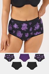 YOURSET 5 PACK Plus Size Purple Floral Full Briefs | Yours Clothing 1