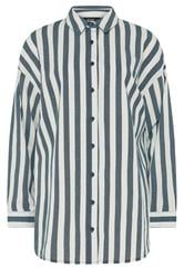 YOURS Curve Navy Blue Stripe Linen Shirt