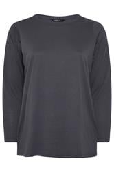 YOURS Curve Grey Long Sleeves T-Shirt