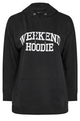 YOURS Plus Size Black 'Weekend Hoodie' Slogan Hoodie | Yours Clothing 5