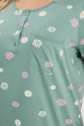 YOURS Plus Size Green Daisy Placket Nightdress | Yours Clothing 5