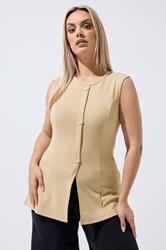 LIMITED COLLECTION Plus Size Natural Brown Seam Detail Waistcoat | Yours Clothing 3