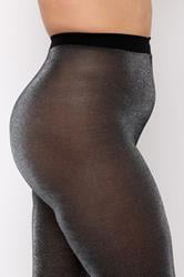 YOURS Plus Size Black Sparkle Tights | Yours Clothing 2