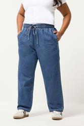 YOURS Plus Size Blue Paperbag Waist Straight Leg Jeans | Yours Clothing 3