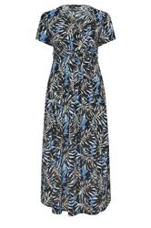 YOURS Curve Black Leaf Maxi Wrap Dress