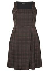 YOURS Plus Size Chocolate Brown Check Pinafore Dress | Yours Clothing 5