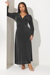 YOURS LONDON Plus Size Black Metallic Knot Front Dress | Yours Clothing 3