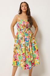 YOURS Plus Size White Fruit Print Midi Dress | Yours Clothing 3