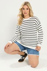 YOURS Plus Size Cream Stripe Knitted Jumper | Yours Clothing 3