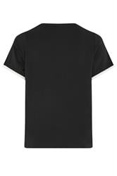 YOURS Plus Size Black Contrast Trim Ringer T-Shirt | Yours Clothing 6