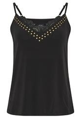 STAR Black Stud Detail Lace Cami Top
