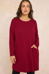 EVANS Plus Size Red Front Pocket Tunic Jumper | Evans  3
