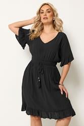 YOURS Plus Size Black Crinkle Beach Cover Up | Yours Clothing 3