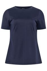 LTS Tall Navy Blue Seam Front Peplum Top