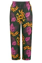 LIMITED COLLECTION Plus Size Black Tropical Palm Print Wide Leg Trousers | Yours Clothing 5