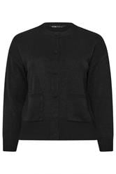 YOURS Curve Black Button Through Knitted Cardigan