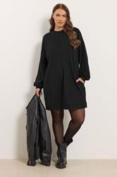 YOURS Plus Size Black Cable Knit Jumper Dress | Yours Clothing 1