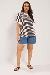 YOURS Plus Size Chocolate Brown Stripe Ringer T-Shirt | Yours Clothing 1