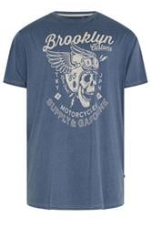 KAM Big & Tall Indigo Blue Brooklyn Motorbike Graphic Print T-Shirt