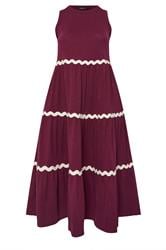 YOURS Plus Size Red Contrast Trim Tiered Maxi Dress | Yours Clothing 5