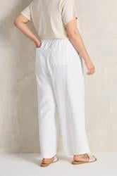 EVANS Plus Size White Wide Leg Premium Linen Trousers | Evans 4