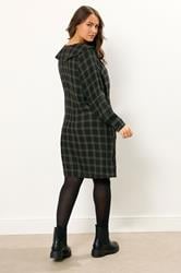 YOURS Plus Size Khaki Green Check Collar Mini Dress | Yours Clothing 4