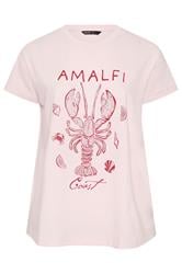 YOURS Curve Pink 'Amalfi Coast' Embellished T-Shirt