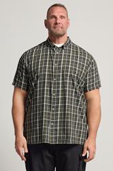 BadRhino Big & Tall Green Check Print Short Sleeve Shirt | BadRhino 3