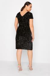 YOURS LONDON Plus Size Black Sequin Embellished Velvet Shift Dress | Yours Clothing 3