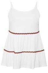 YOURS Curve White Tiered Trim Vest Top