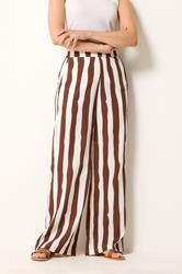 LTS Tall Women's White & Brown Stripe Wide Leg Trousers | Long Tall Sally 1