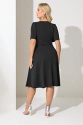 YOURS LONDON Plus Size Black Knot Detail Skater Dress | Yours Clothing 2