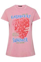 YOURS Curve Pink Acid Wash 'Raspberry Summer' T-Shirt