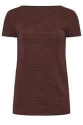 LTS Tall Chocolate Brown Textured Slash Neck Top