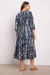 EVANS Plus Size Navy Blue Tie Dye Cotton Dress | Evans 2